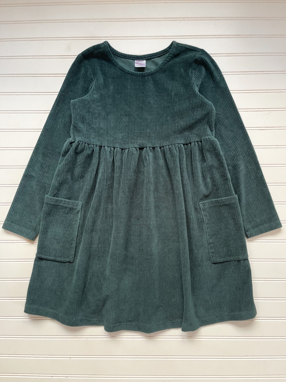 HANNA ANDERSSON VGUC Forest Green Corduroy Pocket Long Sleeve Dress